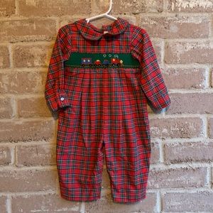 House of Hatten red green plaid jumpsuit 18M